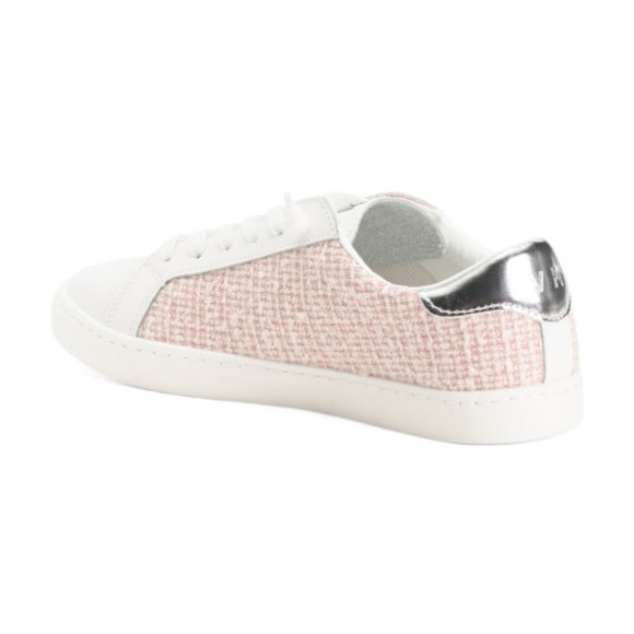 Last Pair! NEW VINTAGE HAVANA Carla Tweed Fashion Sneakers Pink Tweed - Picture 2 of 2